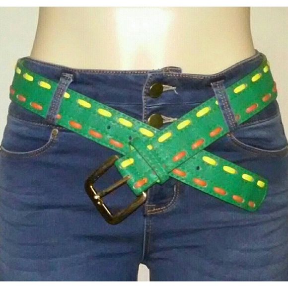 Green Stitched Waist Belt - Picture 2 of 3
